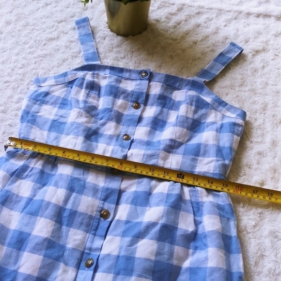J.crew buttons front plaid dress linen summer - Picture 8 of 9